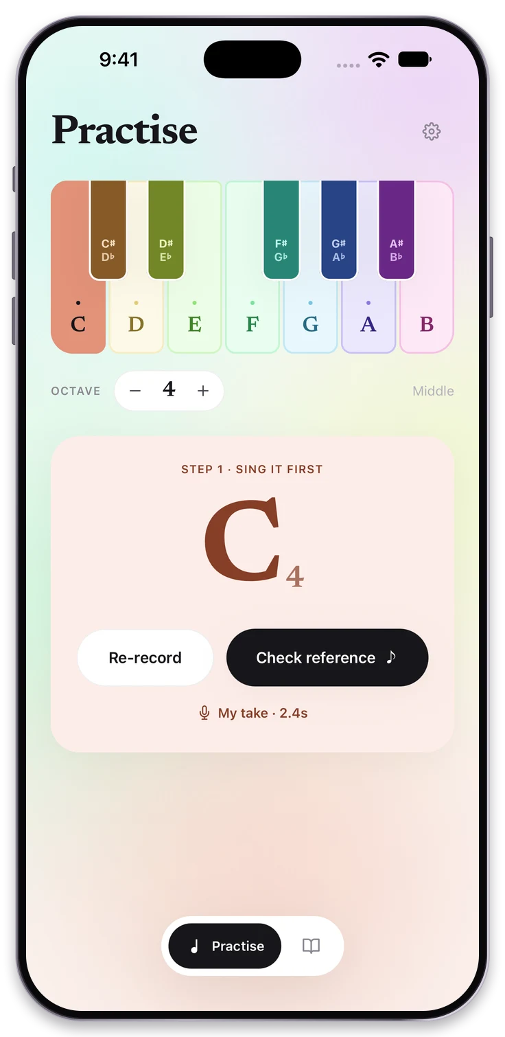 Real iPhone app screen with a take ready to compare